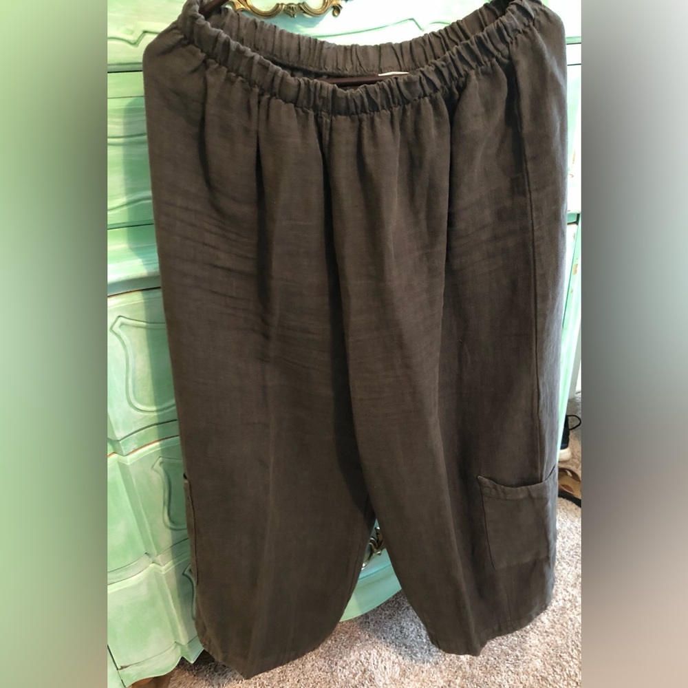 Olive linen pants